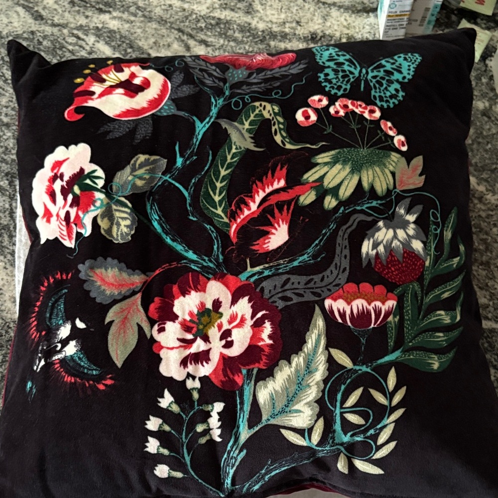 Velvet Floral printed Cushion Cover